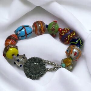 90s Vintage Beaded Glass Bracelet